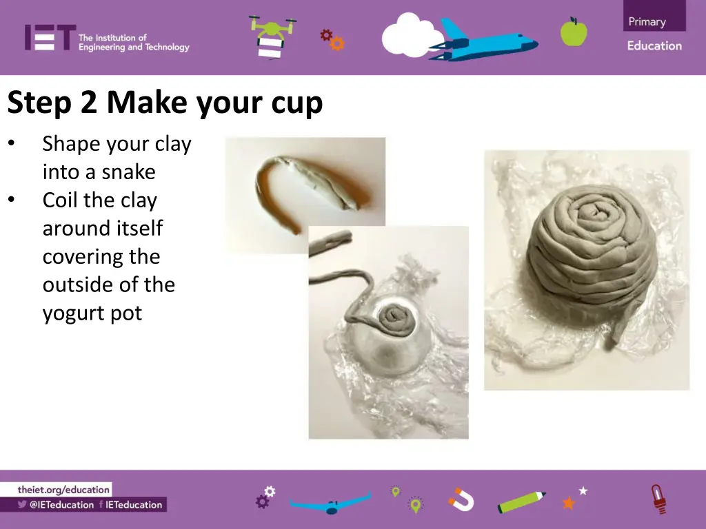 step 2 make your cup shape your clay into a snake