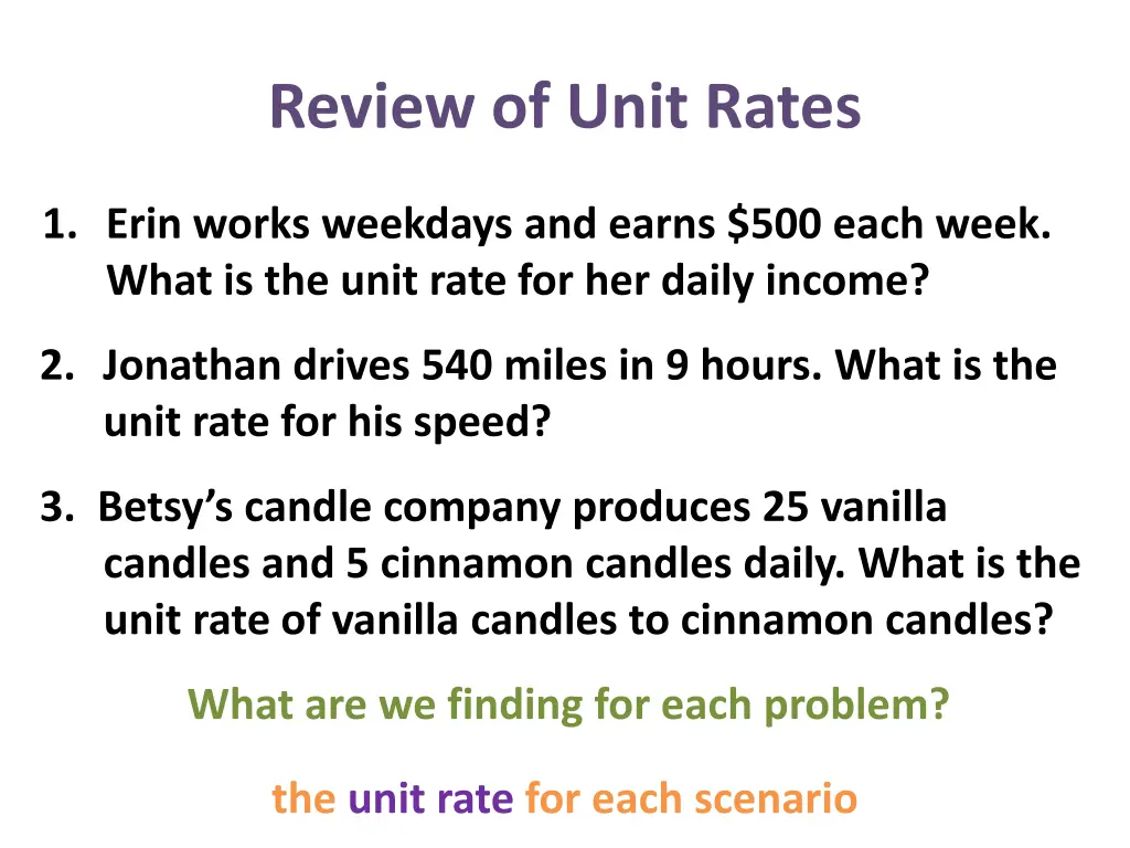 review of unit rates 1