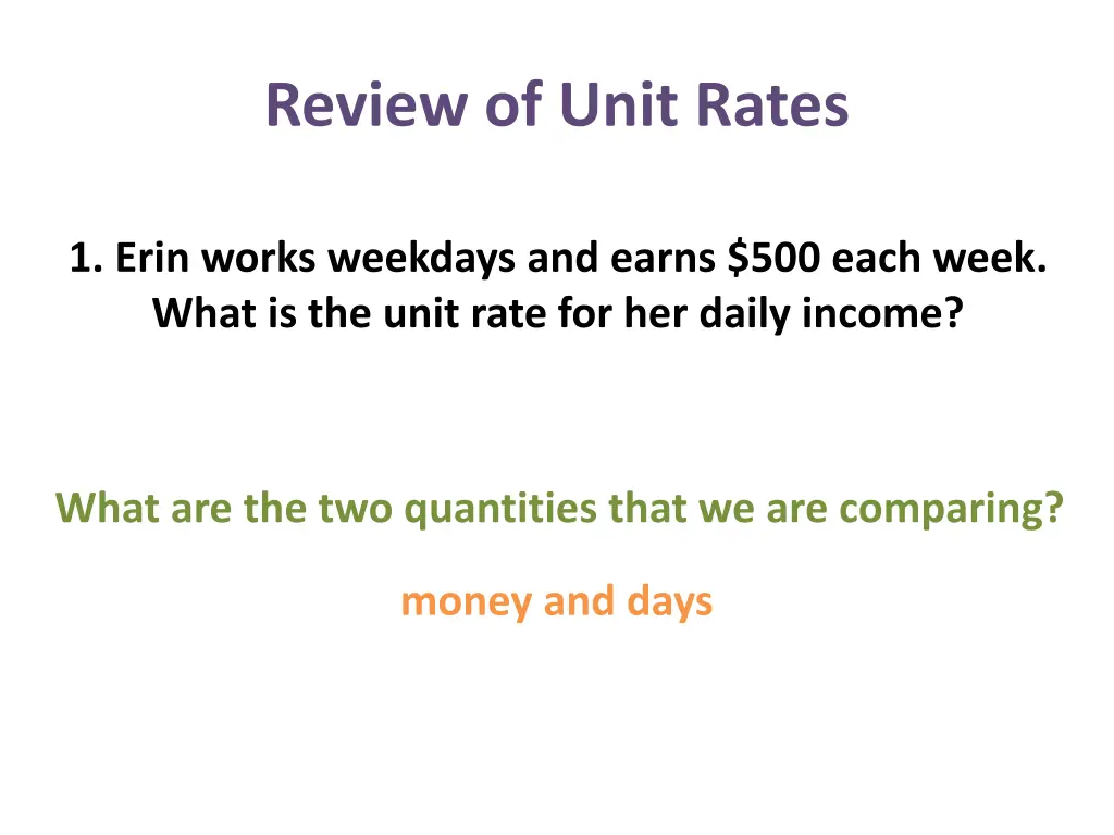 review of unit rates 3