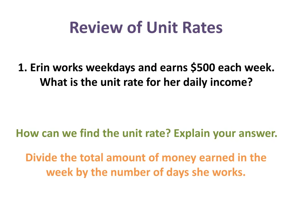 review of unit rates 5