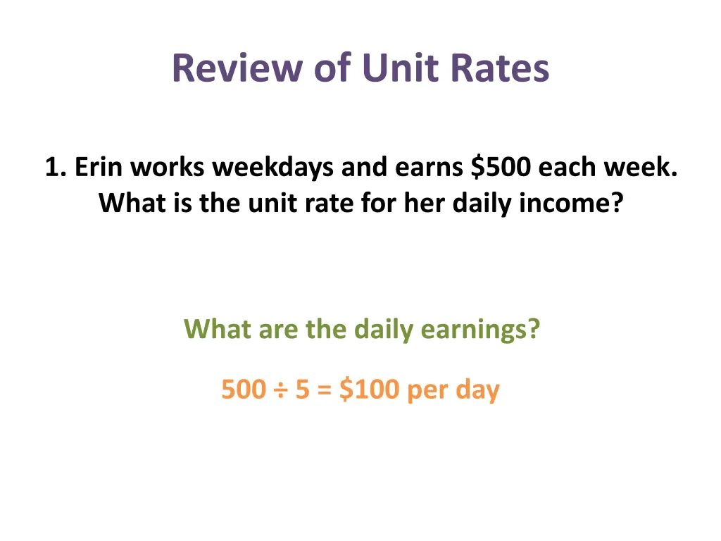 review of unit rates 7