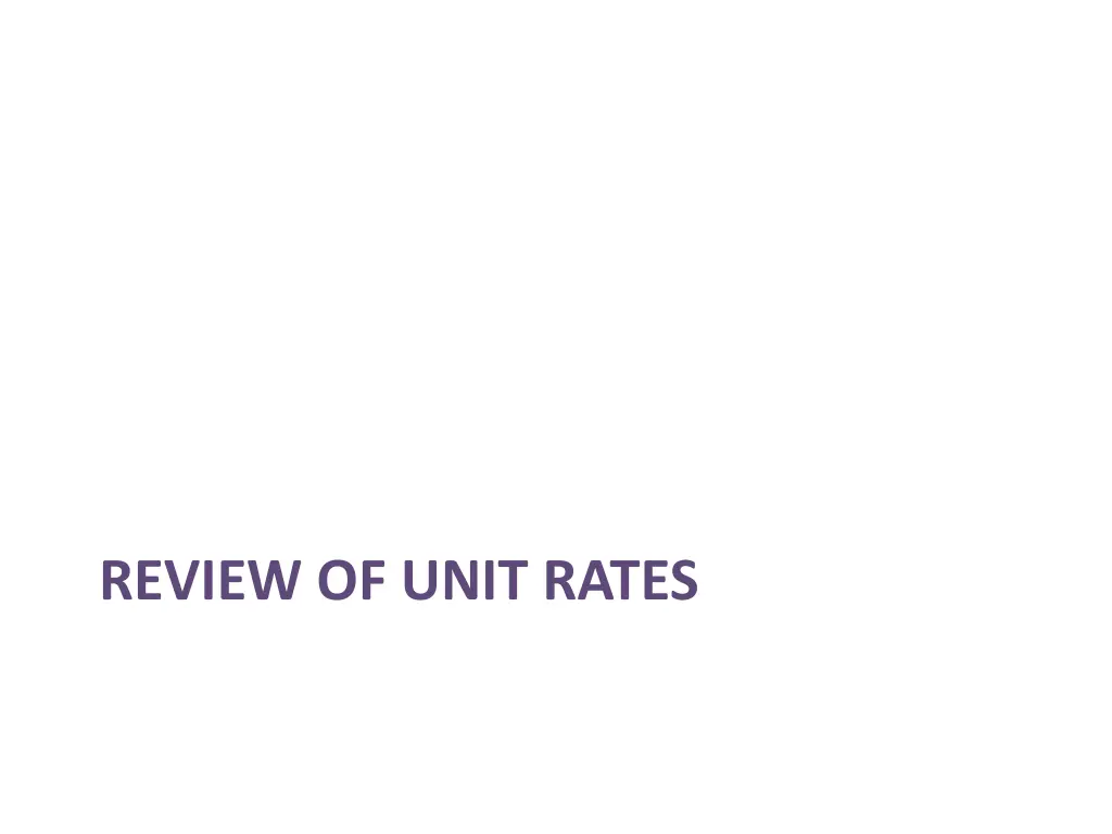 review of unit rates