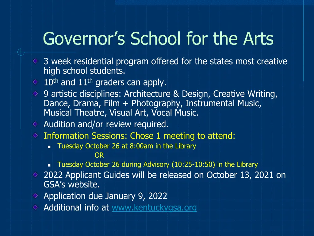 governor s school for the arts