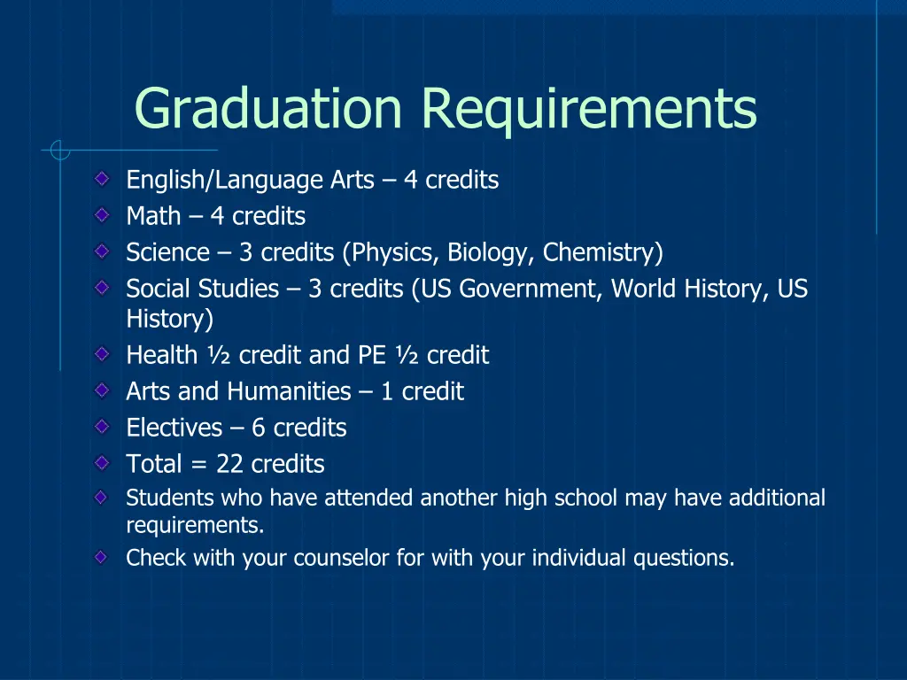 graduation requirements