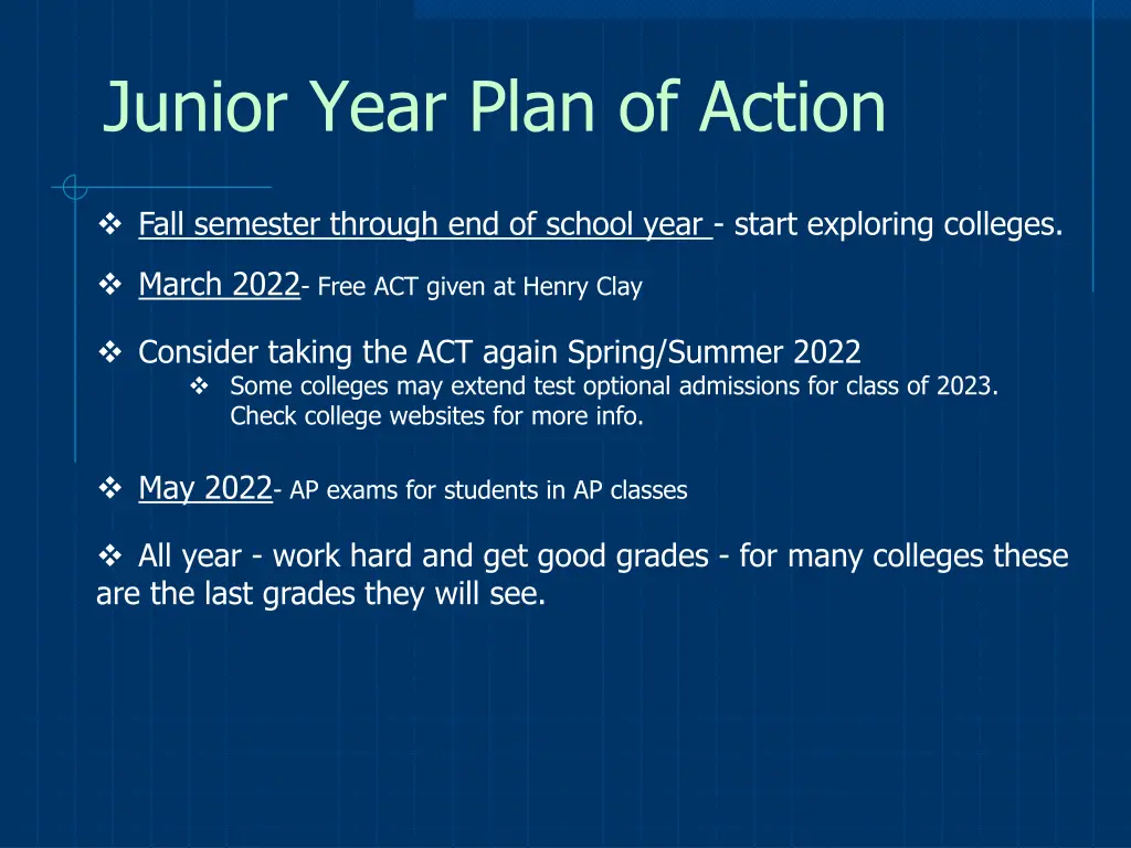 junior year plan of action