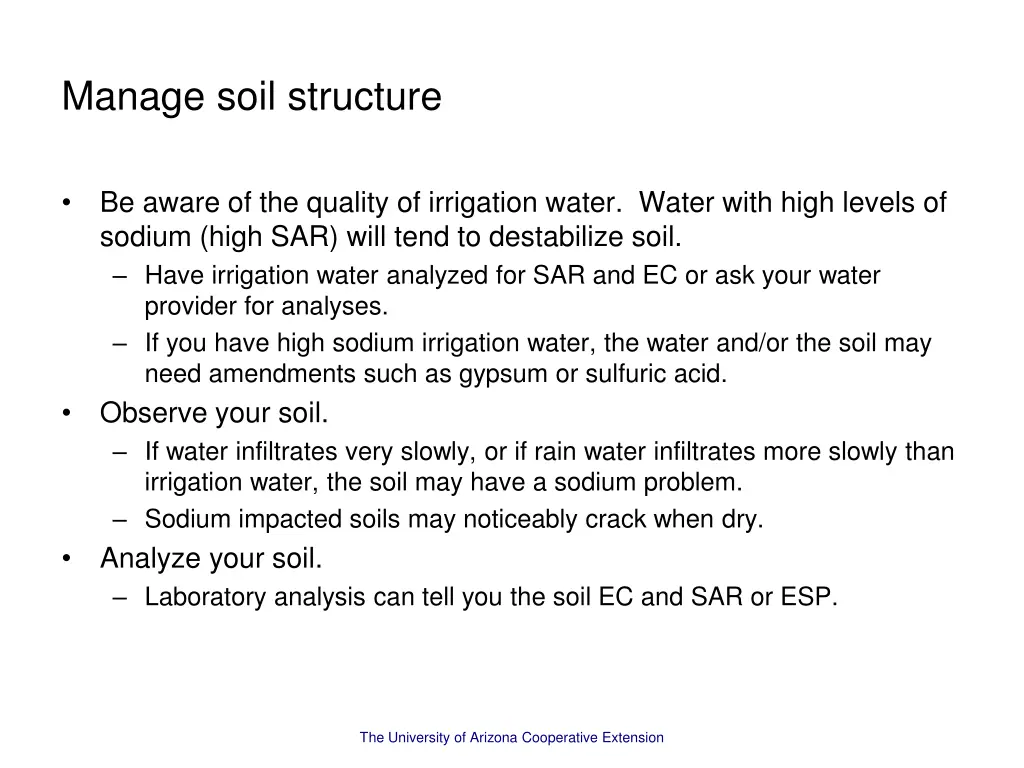 manage soil structure