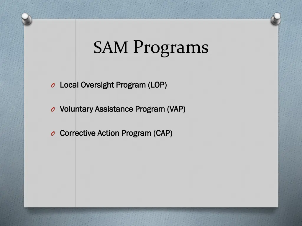 sam programs