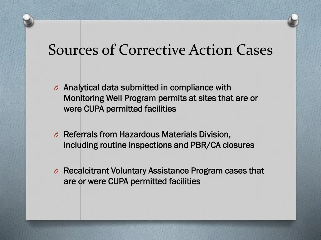 sources of corrective action cases