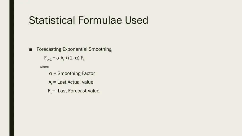 statistical formulae used 1