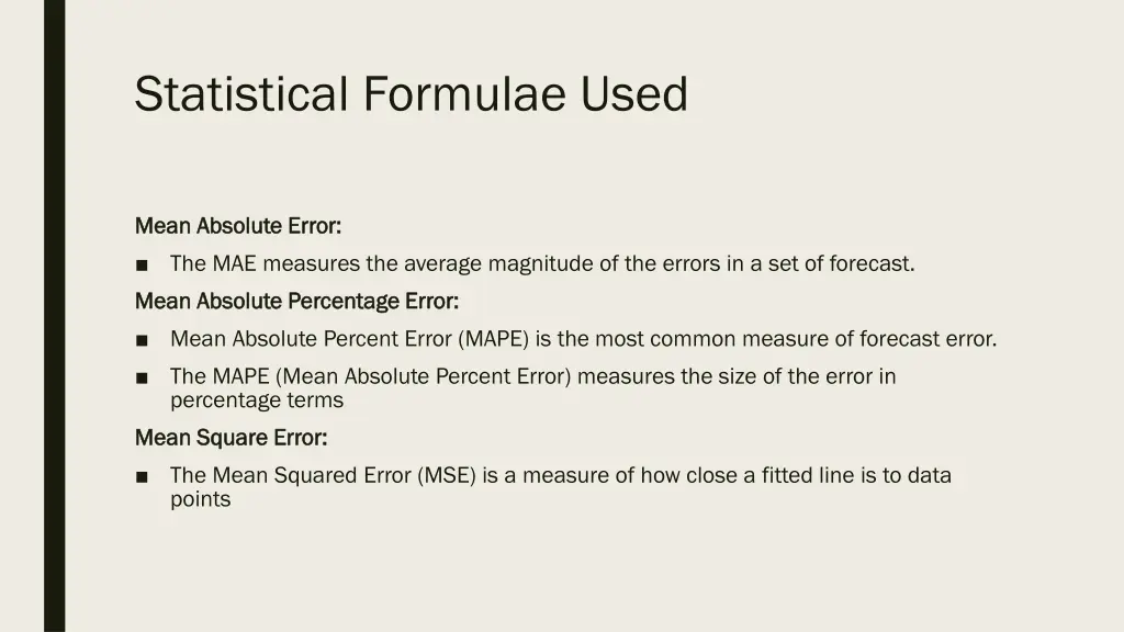 statistical formulae used