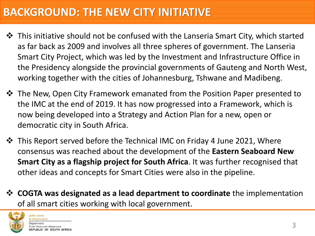 background the new city initiative