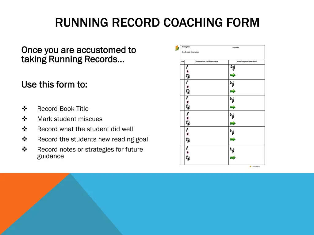 running record coaching form