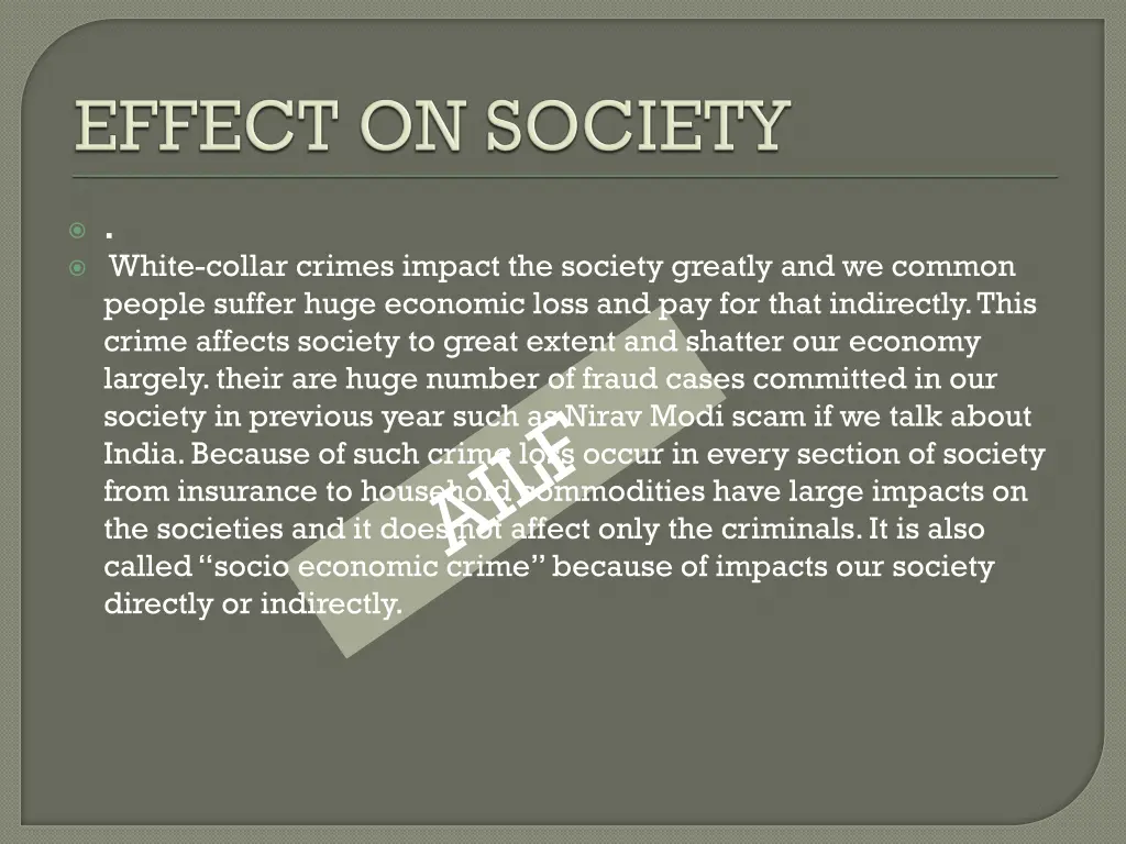 white collar crimes impact the society greatly