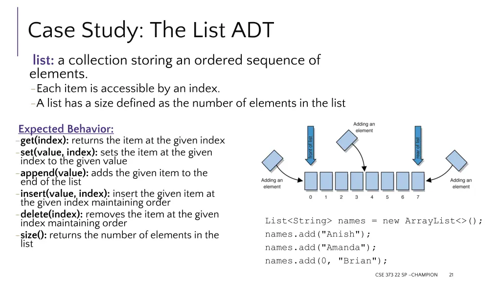 case study the list adt