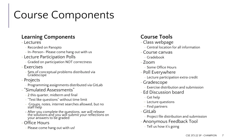 course components