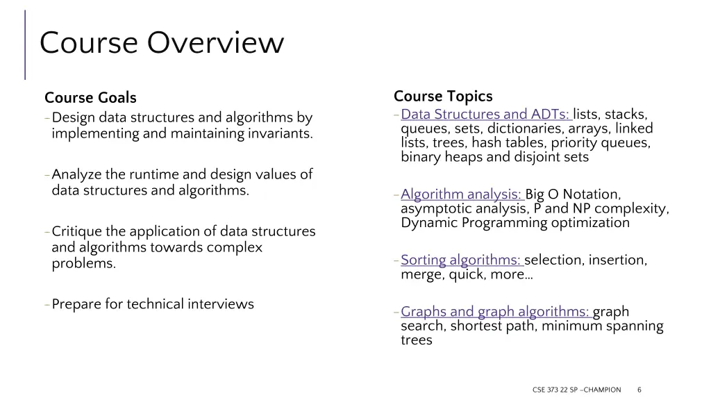 course overview