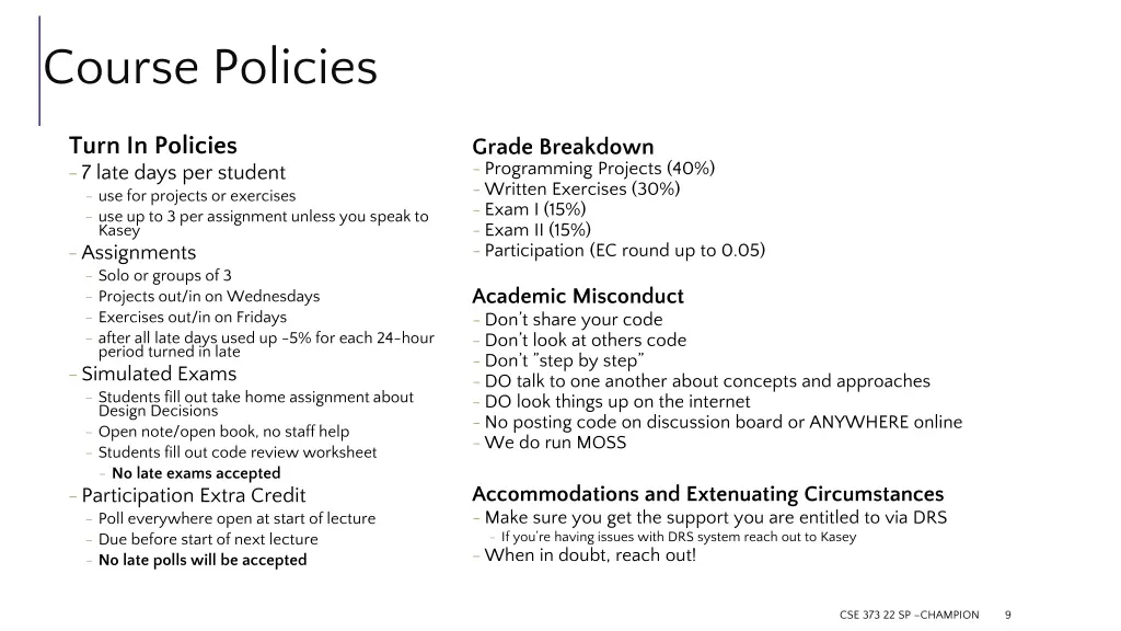 course policies