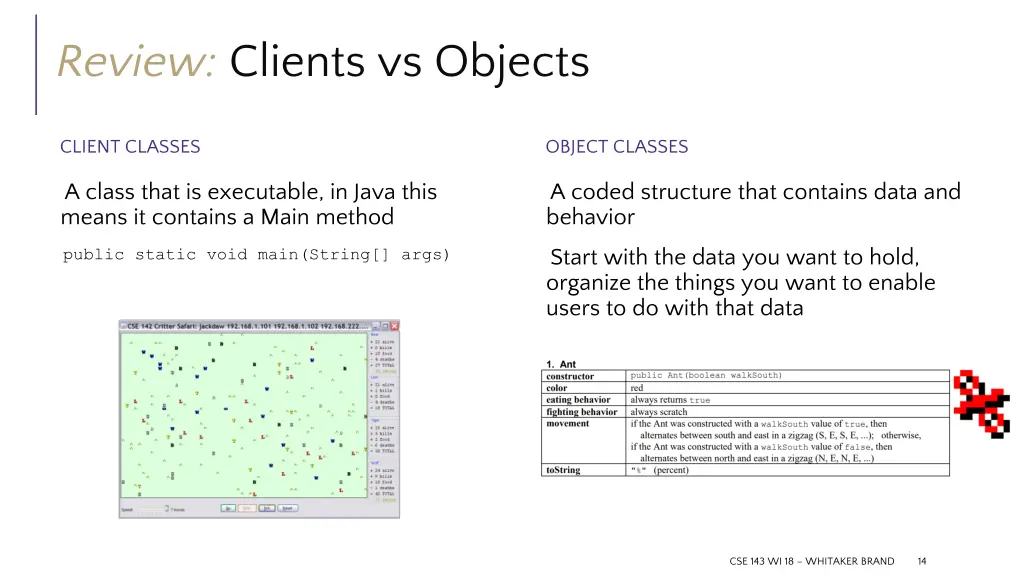 review clients vs objects