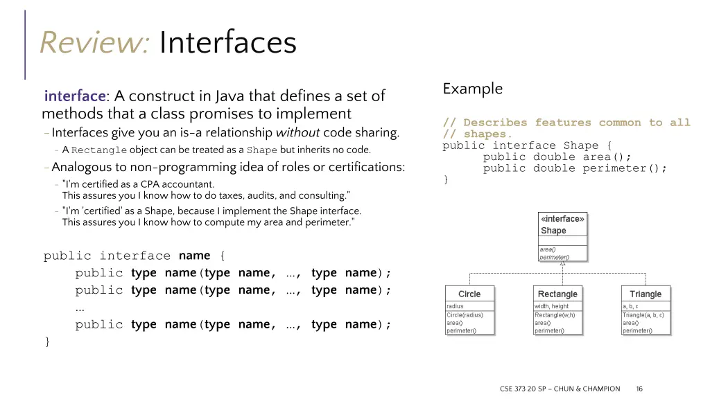 review interfaces