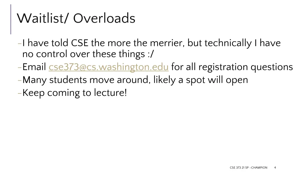 waitlist overloads