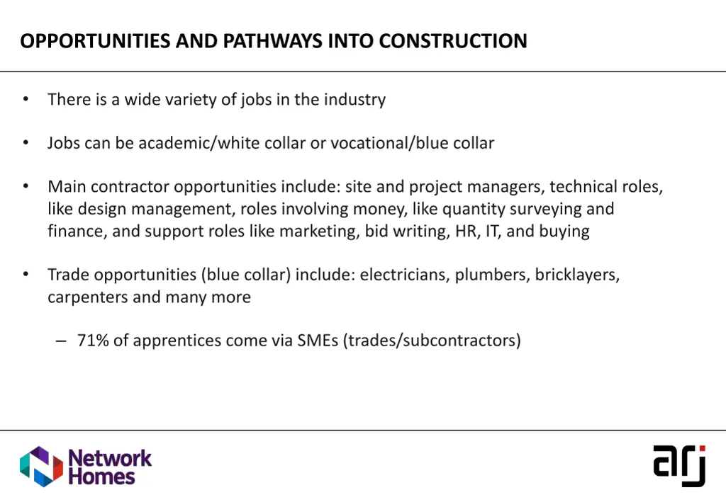 opportunities and pathways into construction