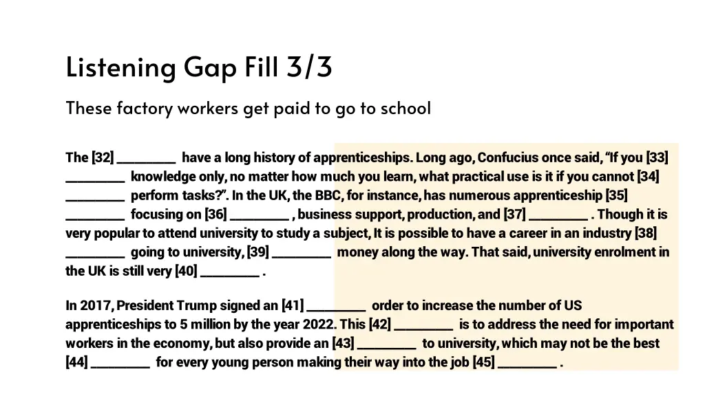 listening gap fill 3 3