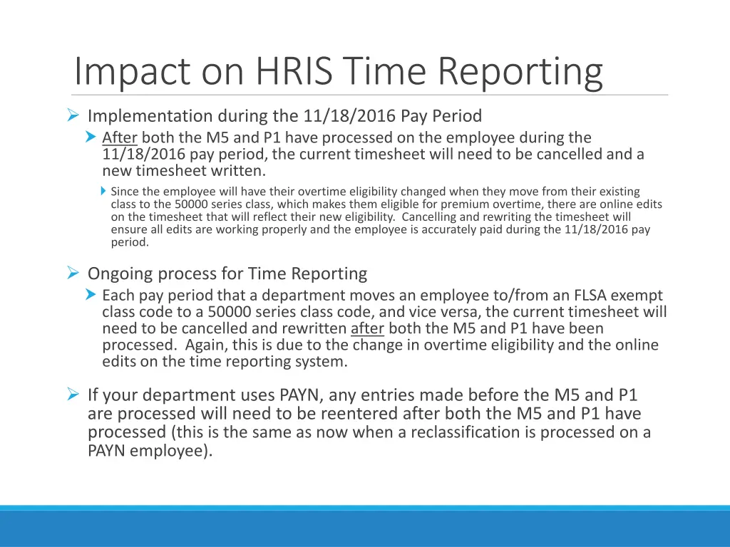 impact on hris time reporting implementation