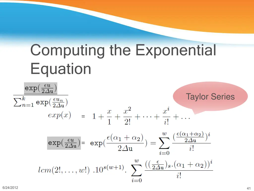 computing the exponential equation 1