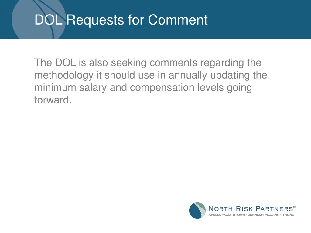 dol requests for comment 2