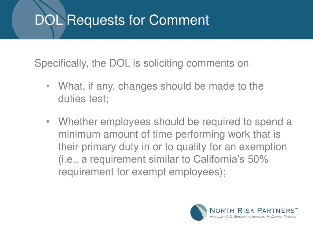 dol requests for comment 4