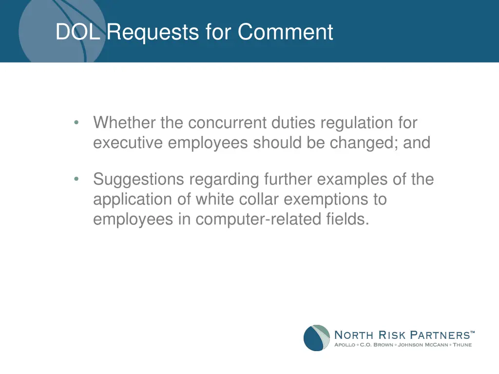 dol requests for comment 6