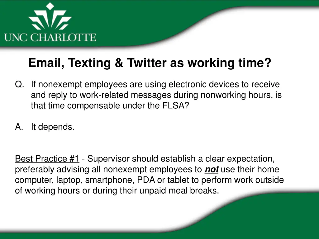 email texting twitter as working time