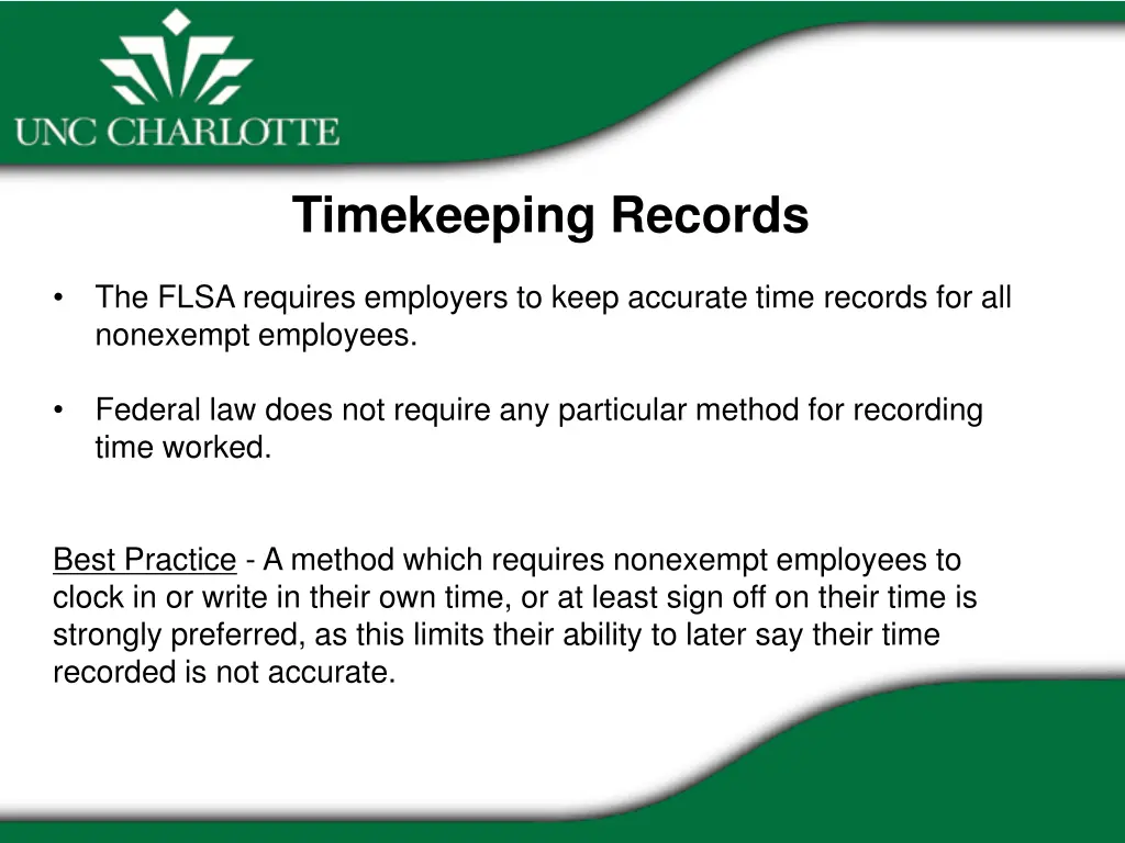 timekeeping records