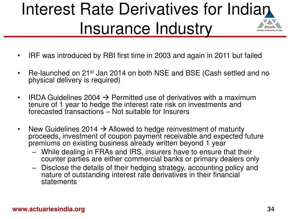 interest rate derivatives for indian insurance