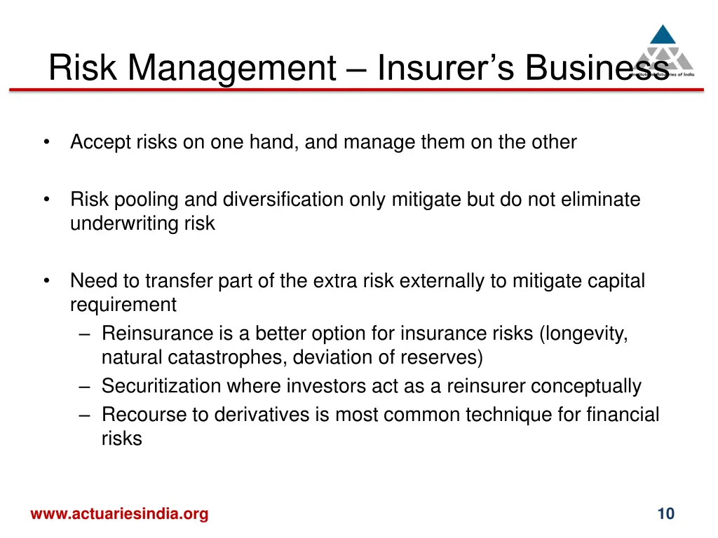 risk management insurer s business