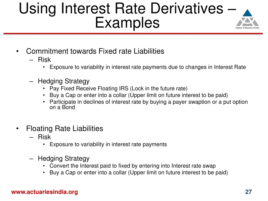 using interest rate derivatives examples 1