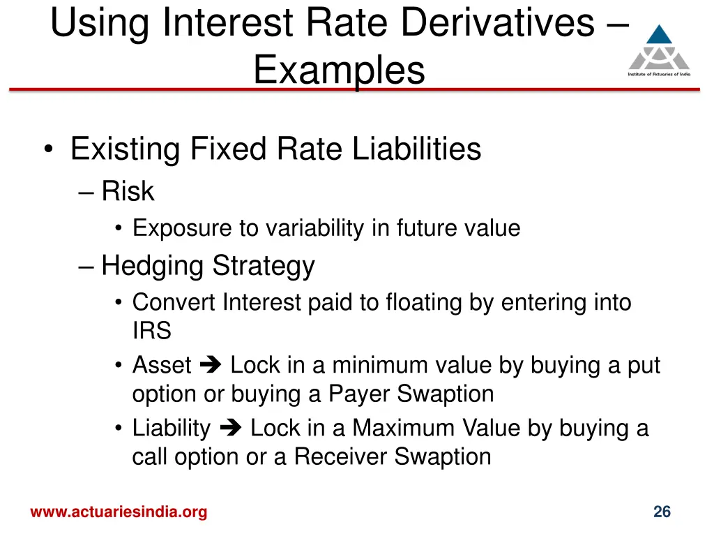 using interest rate derivatives examples