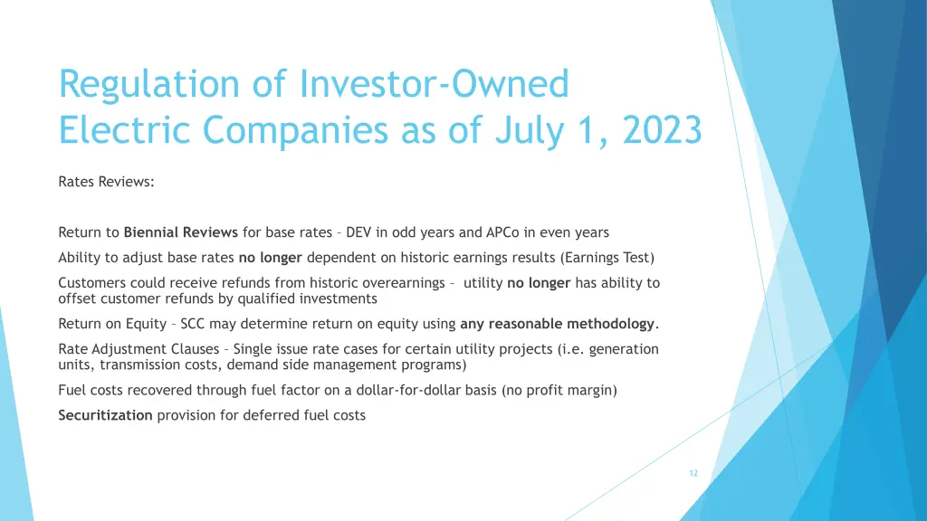 regulation of investor owned electric companies 1