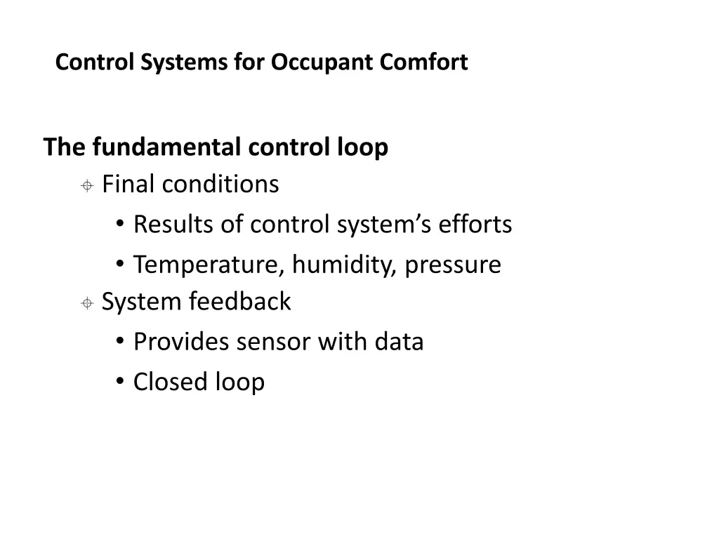 control systems for occupant comfort 1