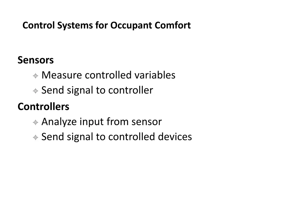 control systems for occupant comfort 2