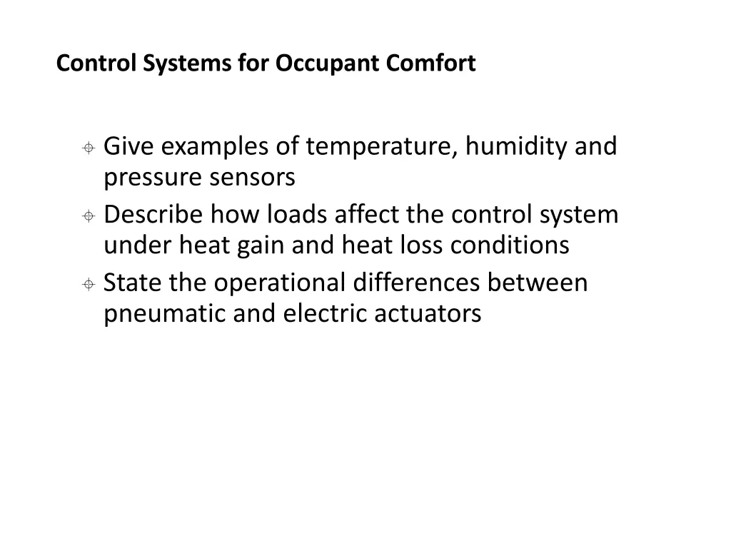 control systems for occupant comfort