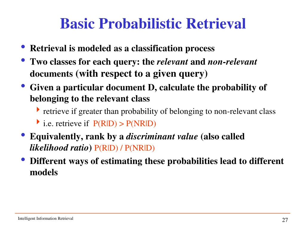 basic probabilistic retrieval