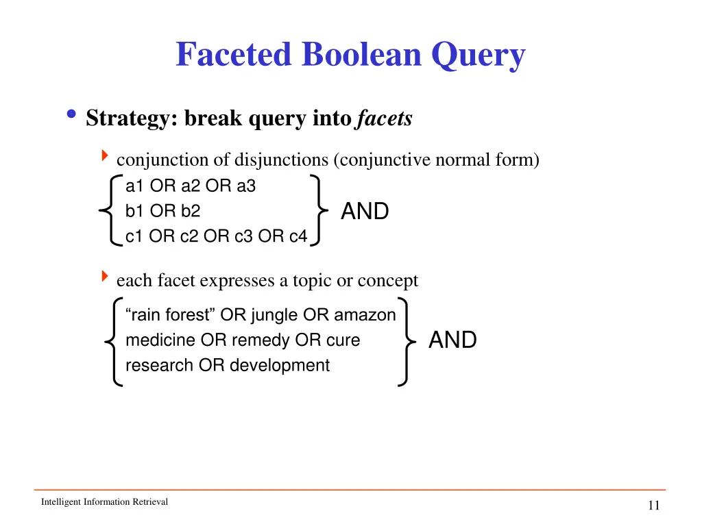 faceted boolean query