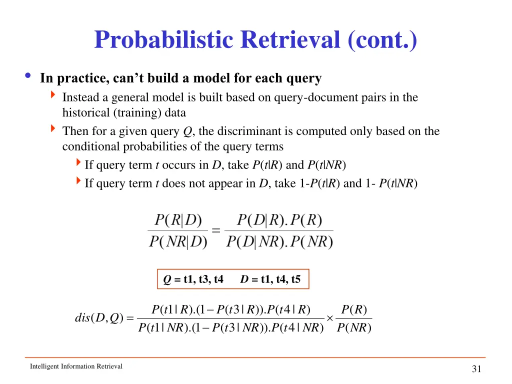 probabilistic retrieval cont