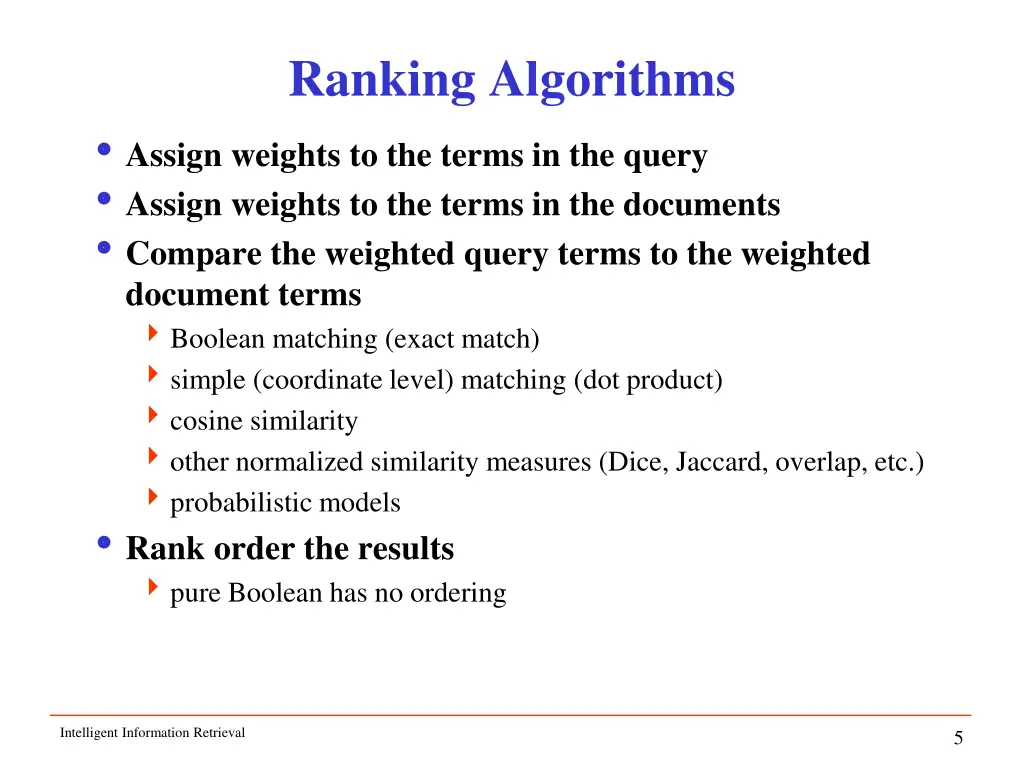 ranking algorithms