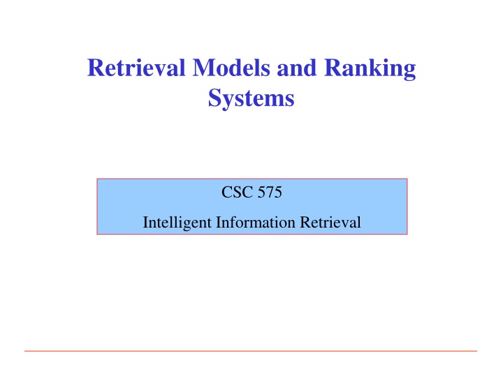 retrieval models and ranking systems