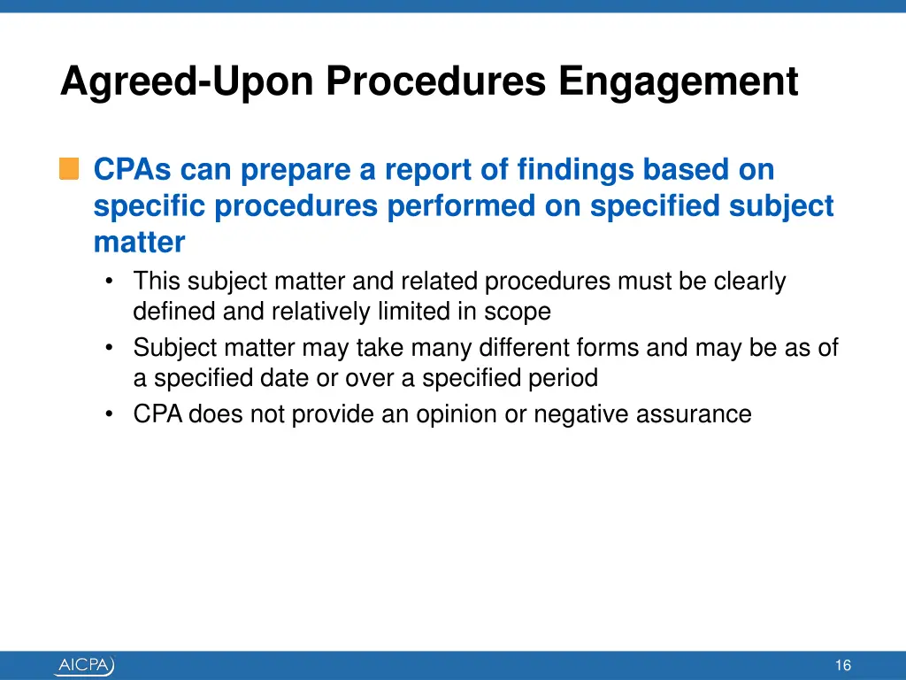 agreed upon procedures engagement