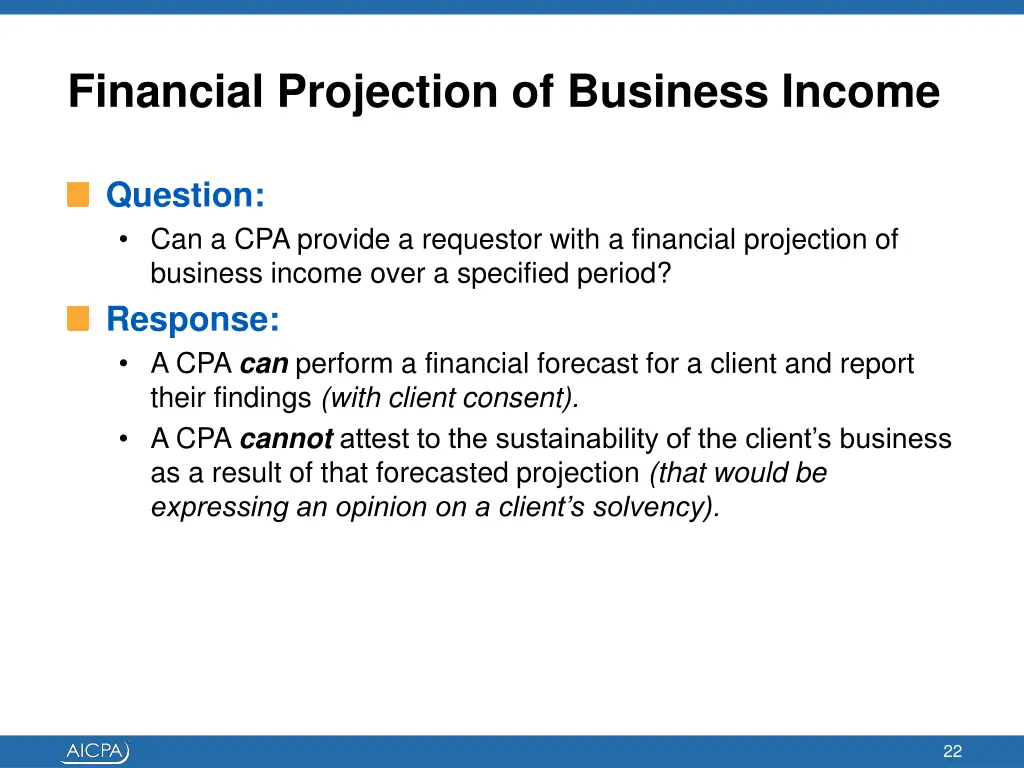 financial projection of business income