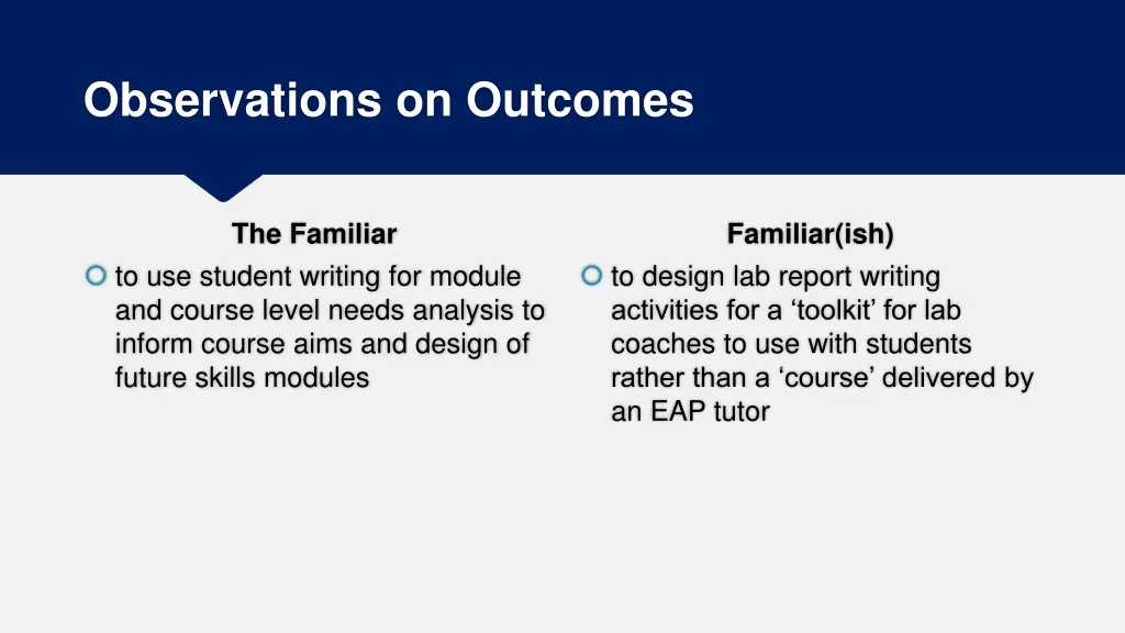 observations on outcomes