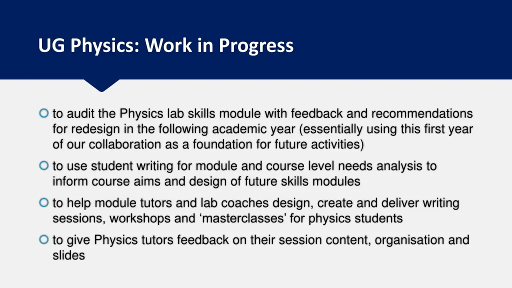 ug physics work in progress